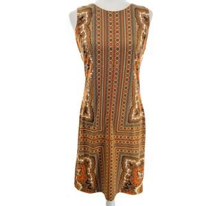 J. McLaughlin Tan Paisley Catalina Gold Cloth Sleeveless Sophia Dress Women Sz S